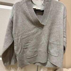 LOFT Light Gray V-Neck Sweater